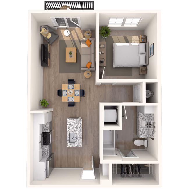 Traditional 1x1 675-743 SF-FP 2309 floor plan